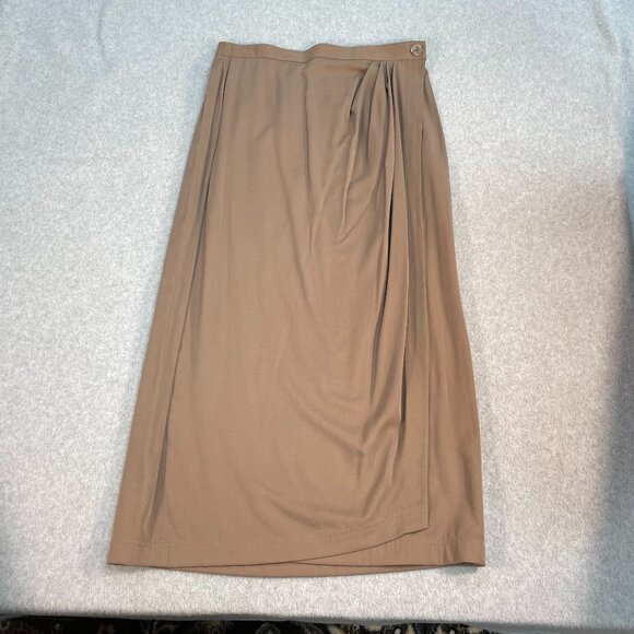 VTG Evan Picone Women's Wrap Skirt Size Large Brown Mocha 90's Preppy Midi - Picture 1 of 13